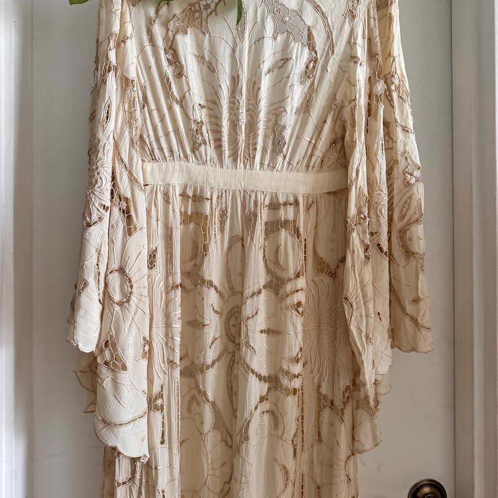🕊️✨Free People Loveland Kimono XS/S Ivory Embroidered Boho Luxe $598 - Picture 12 of 15